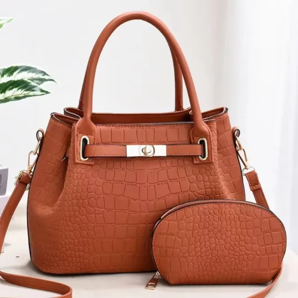 Ladies 2-piece crocodile print on shoulder crossbody bag - Image 4