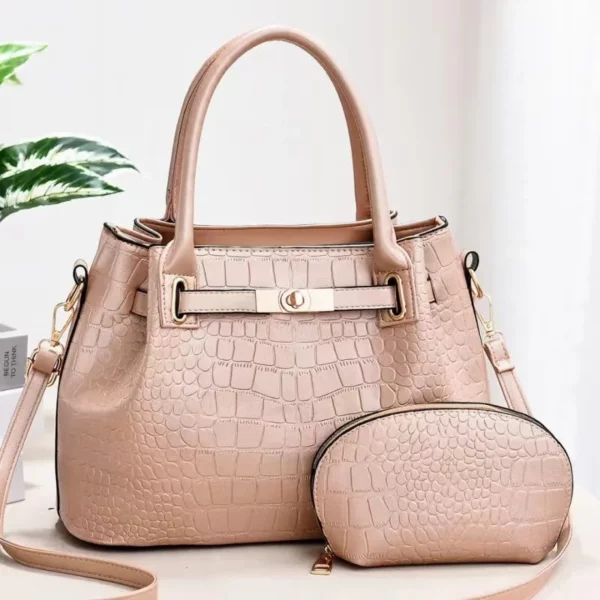 Ladies 2-piece crocodile print on shoulder crossbody bag - Image 5