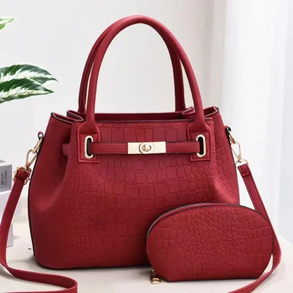 Ladies 2-piece crocodile print on shoulder crossbody bag - Image 6